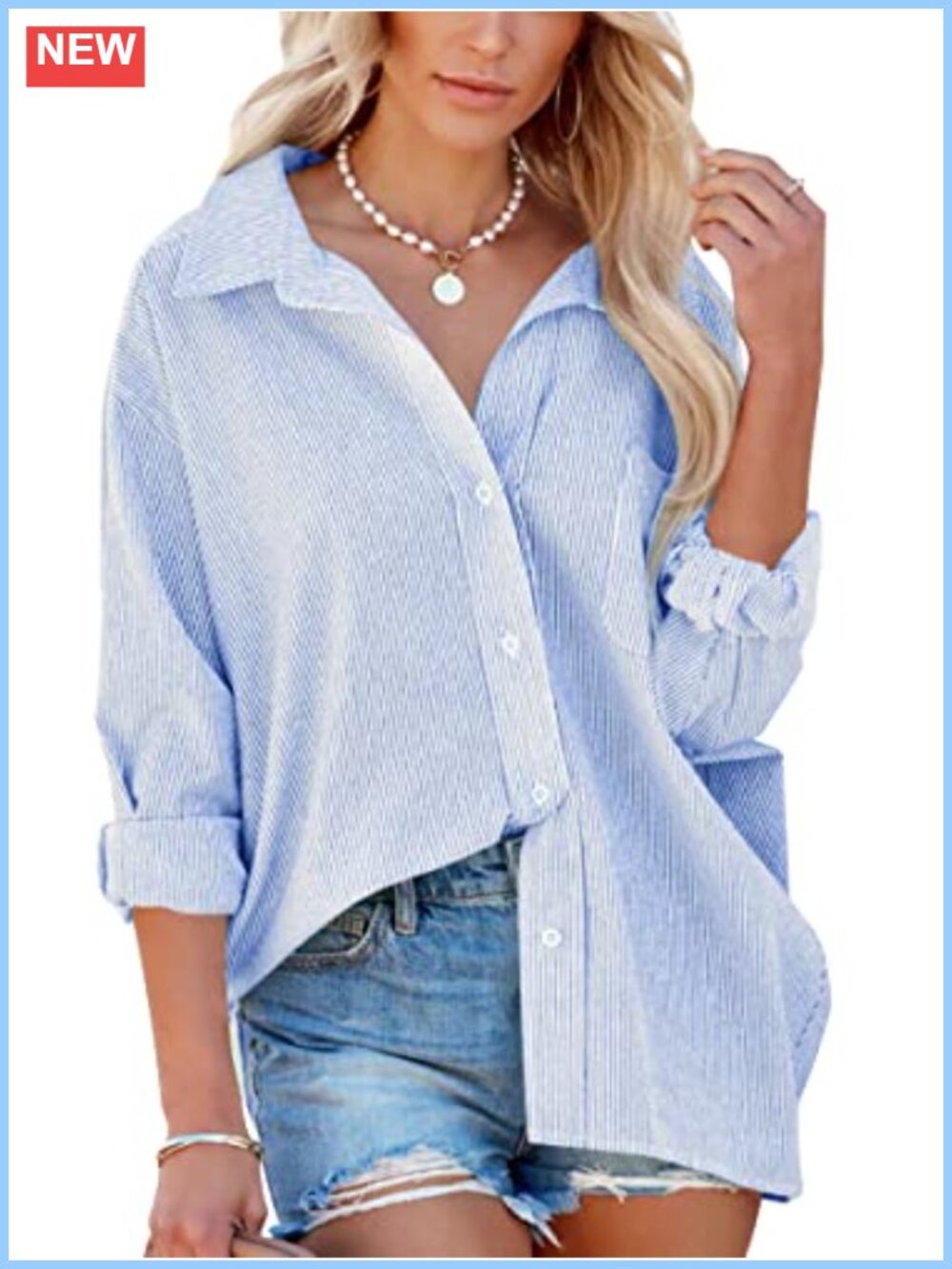 Oversized Striped Button Down Shirt Long Sleeve
